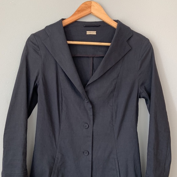 Annette Görtz • Linen Blend Long Sleeve Tab Jacket in Gray Blue Mare Size 34 / 4 - Picture 2 of 14